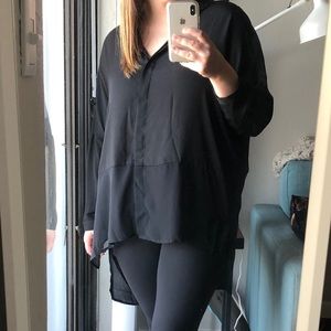 Asos Design Soft Shirt High Low Button Down US 8